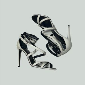 black + white louis vuitton sandal stiletto heels